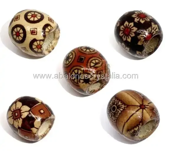 10 ABALORIOS DE MADERA 17x16mm