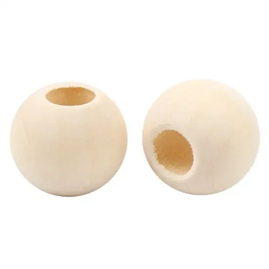 10 Bolas madera natural 16mm (Int. 7mm)