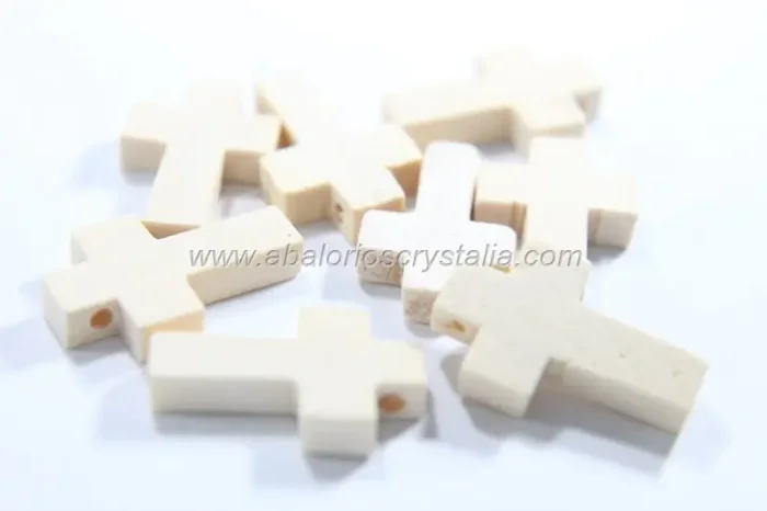 10 Cruces colgante madera color natural 22x14mm