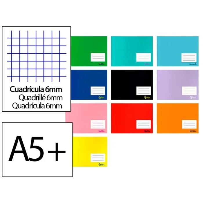 10 Unidades – Libreta liderpapel smart a5 plus apaisado 32 hojas 75gr cuadro 6 mm con margen colores surtidos