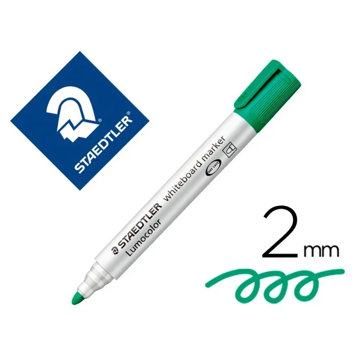 10 Unidades – Rotulador staedtler lumocolor 351 para pizarra blanca punta redonda 2 mm recargable color verde claro