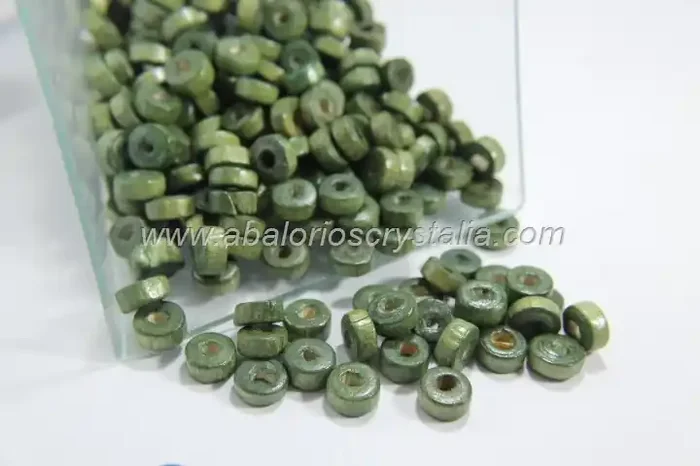 100 RONDELES DE MADERA 8×3.5mm VERDE OSCURO