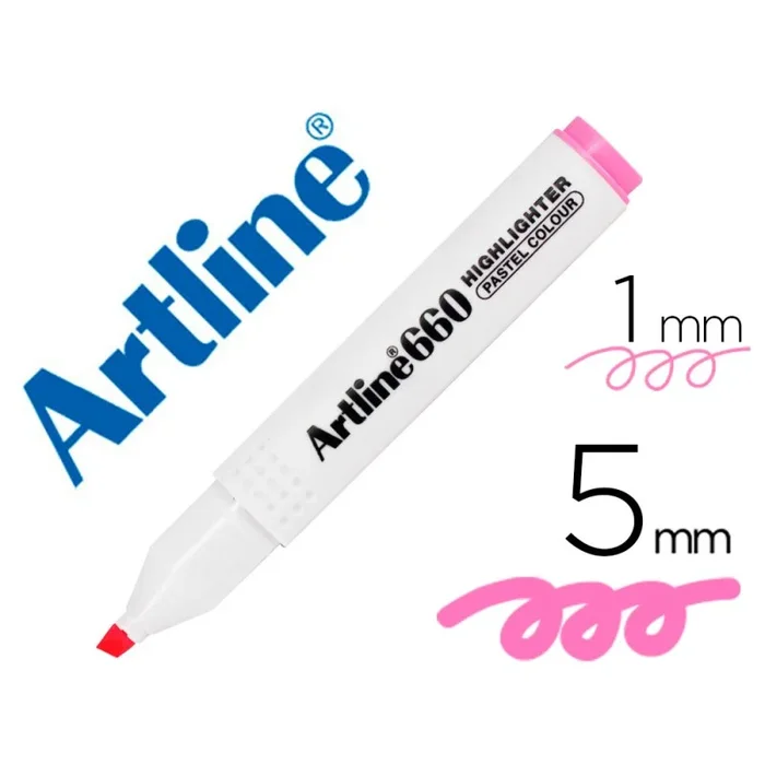 12 Unidades – Rotulador artline fluorescente ek-660 rosa pastel punta biselada