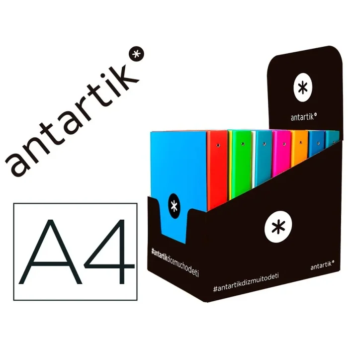 14 Unidades – Carpeta antartik a4 forrada 4 anillas 25 mm redondas colores surtidos