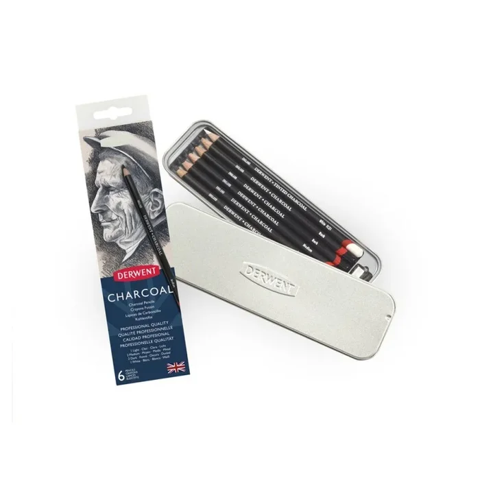 2 Unidades – Lapices carboncillo derwent charcoal caja de 6 unidades surtidas