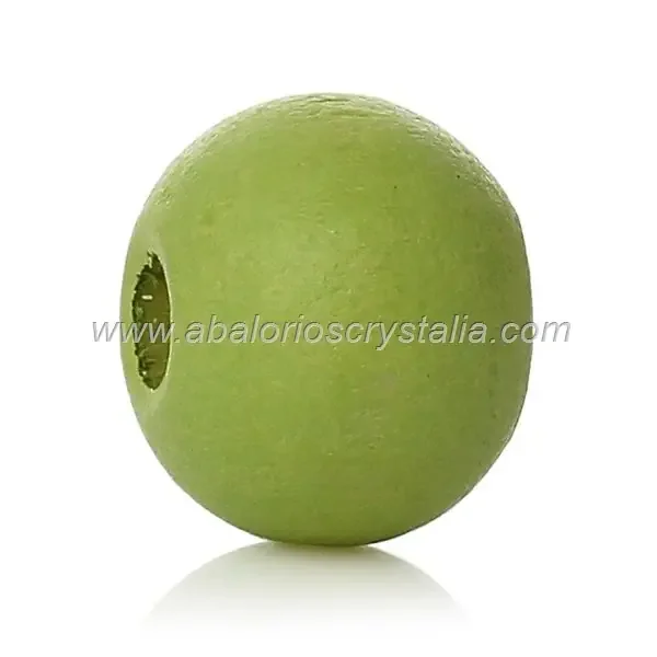 25 BOLAS DE MADERA VERDE CLARO 8mm