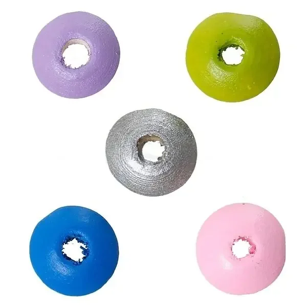 25 DONUTS DE MADERA 10×5 mm MIX DE COLORES