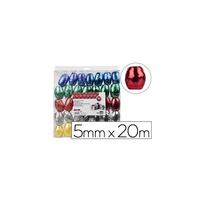 35 Unidades – Cinta fantasia liderpapel barrilete 5 mm x 20 mt colores metalizados surtidos