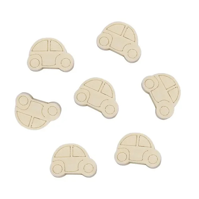 5 COCHES DE MADERA NATURAL 25x19mm