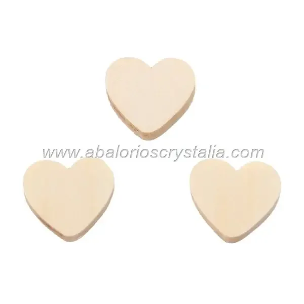 5 CORAZONES DE MADERA NATURAL 21x18mm