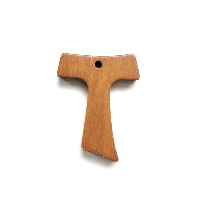 5 Cruces TAU colgante madera color cerezo claro 30x22mm