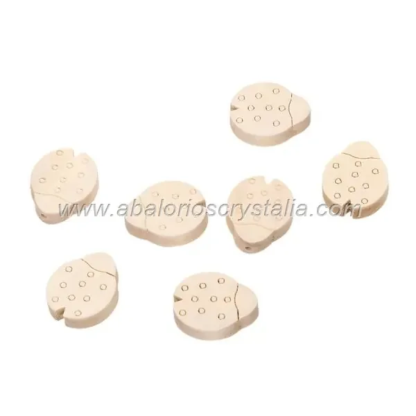 5 MARIQUITAS DE MADERA NATURAL 23x19mm