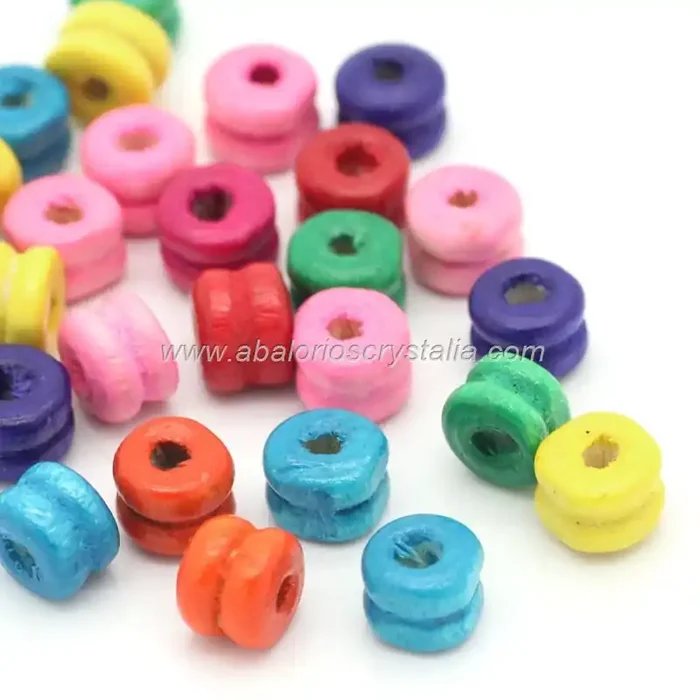 50 ESPACIADORES PESA DE MADERA 6×6 mm MIX DE COLORES