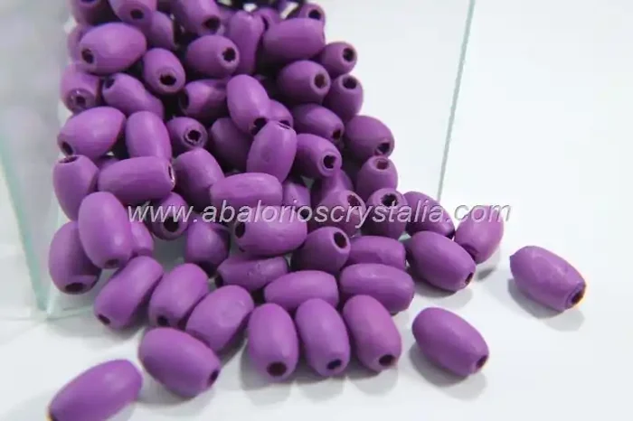 50 OLIVAS DE MADERA 12x8mm PÚRPURA