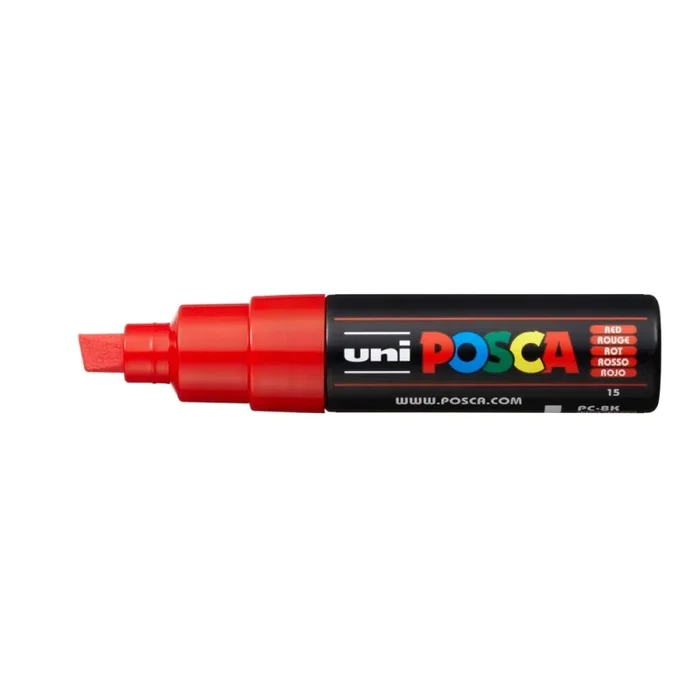 6 Unidades – Rotulador uni posca pc-8k marcador de pintura punta biselada 8 mm rojo