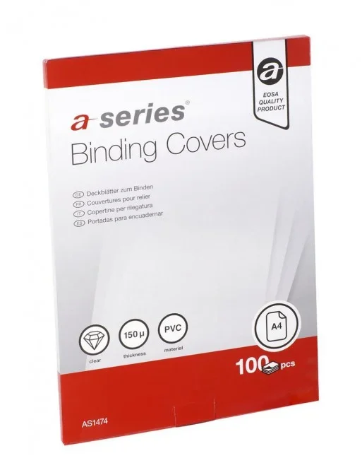 A – SERIES CAJA 100 PORTADAS ENCUADERNACION DE 150 MICRAS TRANSPARENTES AS1474