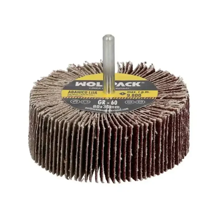 Abanico Lija Grano 60 Medida Diámetro 80 x 30 mm. Disco Abrasivo Laminas, Ruedas Mil Hojas
