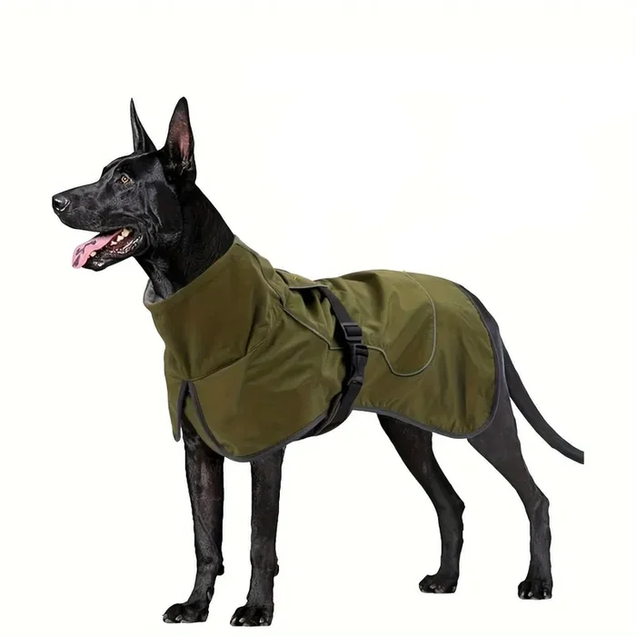 Abrigo para perro con cuello alto ajustable y forro cálido