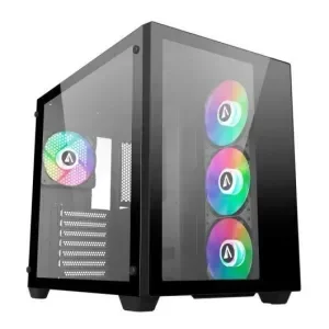 ABYSM DANUBE SAVA 285 BX203 BLACK ARGB CAJA TORRE ATX, ITX, MICRO ATX – LATERAL Y FRONTAL CRISTAL TEMPLADO – 3.5 Y 2.5 – USB-A, USB-C Y AUDIO – 4 VENTILADORES ARGB INSTALADOS – SOPORTA REFRIGERACION L