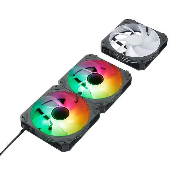 Abysm Gaming Arclight 2.0 ARGB Black Pack de 3 Ventiladores 120mm con Iluminacion ARGB – Velocidad Max. 1500rpm – Conexion en Serie