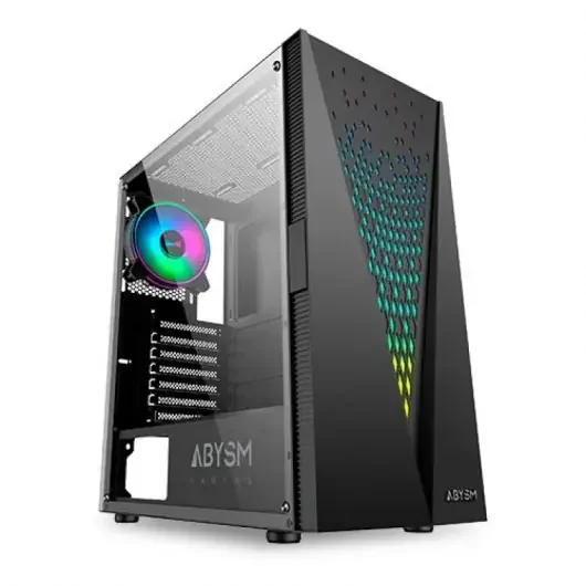 Abysm Gaming Danube Kolpa ARGB Caja Torre ATX, ITX, micro ATX – Lateral Cristal Templado – 3.5″ y 2.5″ – USB-A 2.0/3.2 y Audio – 1 Ventilador ARGB Instalado – Soporta Refrigeracion Liquida