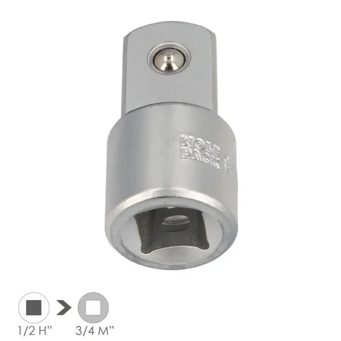 Adaptador Aumentador 1/2″ Hembra A 3/4″ Macho Acero Cromo Vanadio, Aristas Redondas, Reductor Carraca,