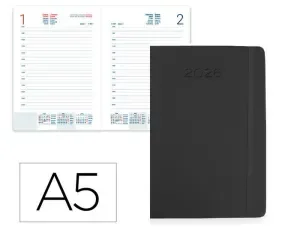 AGENDA ENCUADERNADA LIDERPAPEL MYKONOS 150X210 MM 2026 DIA PAGINA DESIGN 1 (GRIS) PAPEL 70 GR