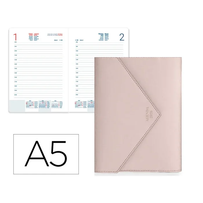 Agenda encuadernada liderpapel psara a5 2026 dia pagina gris papel 70 gr fsc