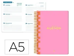 AGENDA ESCOLAR LIDERPAPEL CURSO 25-26 CLASSIC DISEÑO 1 SEMANA VISTA DIN A5 BILINGUE PAPEL FSC 70 GR