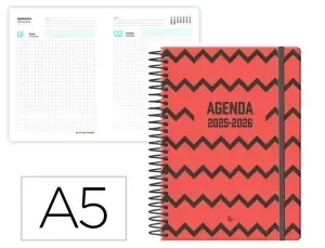 AGENDA ESCOLAR LIDERPAPEL CURSO 25-26 TEENS PATTERNS ABSTRACT PATTERN 2 DIA PAGINA DIN A5 BILINGUE PAPEL FSC 80