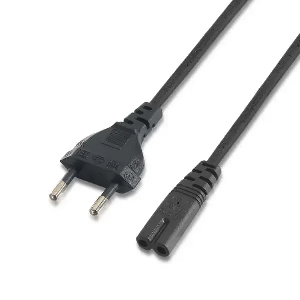 Aisens Cable Alimentacion Forma 8 – CEE7/16/M-C7/H – 1.5m – 100% Cobre Puro AWG18 – Color Negro