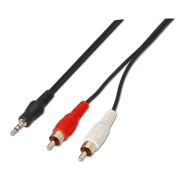 Aisens Cable Audio Estereo – JACK 3.5/M-2xRCA Macho – 1.5m – Color Negro