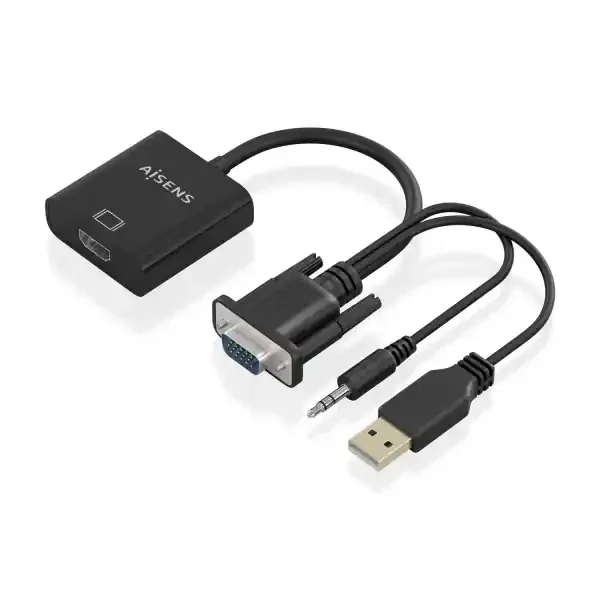 Aisens Cable Conversor SVGA+Audio a HDMI – SVGA/M+Jack 3.5/M+USB-A/M-HDMI A/H – 20cm – Color Negro