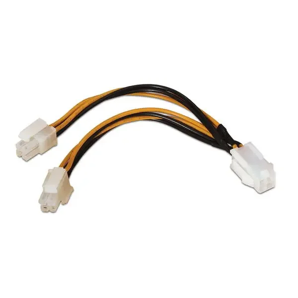 Aisens Cable de Alimentacion para Microprocesador – 4pin/H-4+4pin/M – 15cm – 100% Cobre – Color Negro