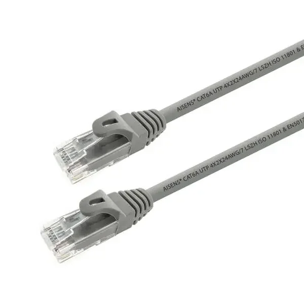 Aisens Cable de Red Latiguillo RJ45 LSZH Cat.6A 500 Mhz UTP AWG24 – 0.50m – Libre de Halogenos – 10 Gigabit/s – Color Gris