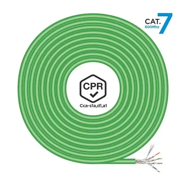 Aisens Cable de Red RJ45 LSZH CPR Cca CAT.7 600 MHZ S/FTP AWG23 – 500M – Color Verde