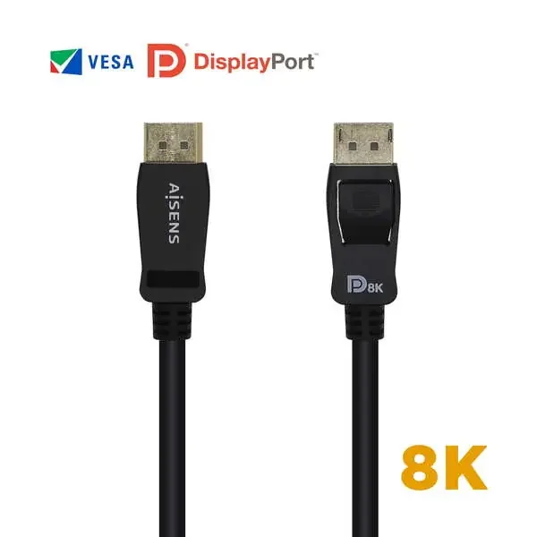 Aisens Cable Displayport Certificado V1.4 8K@60hz – DP/M-DP/M – 0.5m – Color Negro
