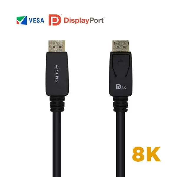 Aisens Cable Displayport Certificado V1.4 8K@60hz – DP/M-DP/M – 3.0m – Color Negro
