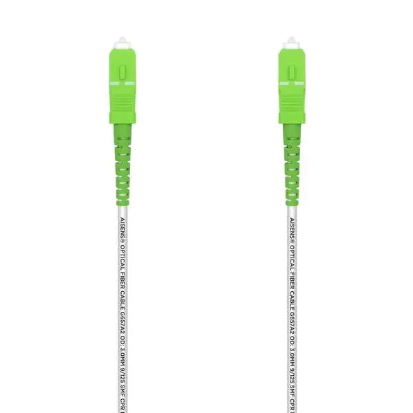 Aisens Cable Fibra Optica Latiguillo G657A2 3.0 9/125 SMF Simplex CPR Dca LSZH – SC/APC-SC/APC – 40M – Color Blanco