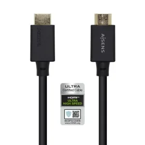 AISENS CABLE HDMI V2.1 CERTIFICADO ULTRA ALTA VELOCIDAD 8K@60HZ 48GBPS – A/M-A/M – 1.0M – COLOR NEGRO
