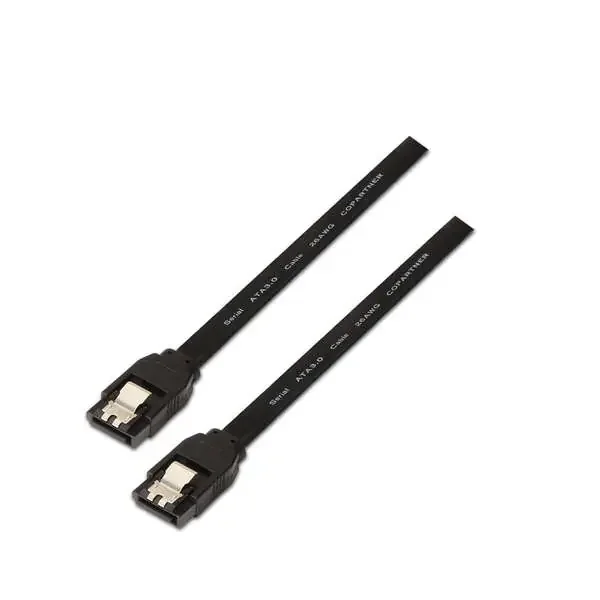 Aisens Cable SATA III Datos 6G con Anclajes – 0.5m para Disco Duro SATA I – II – III SSD – Color Negro