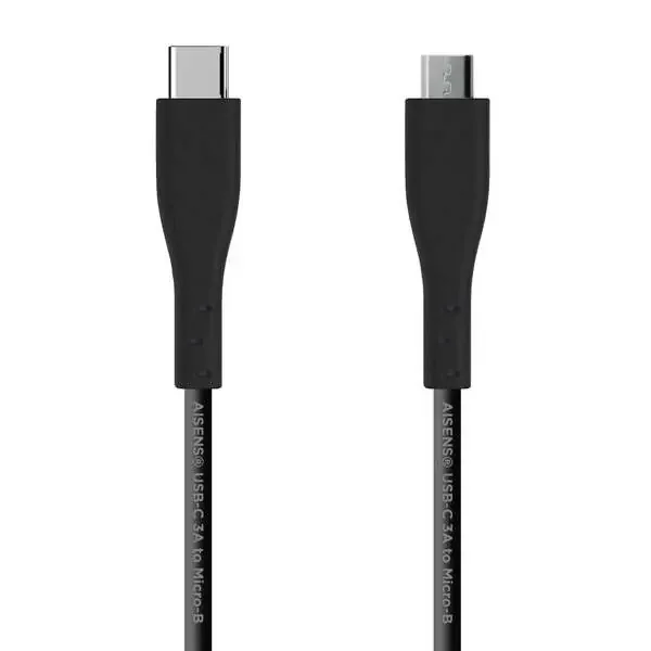 Aisens Cable USB 2.0 3A – Tipo USB-C/M-Micro B/M – 2.0m – Color Negro