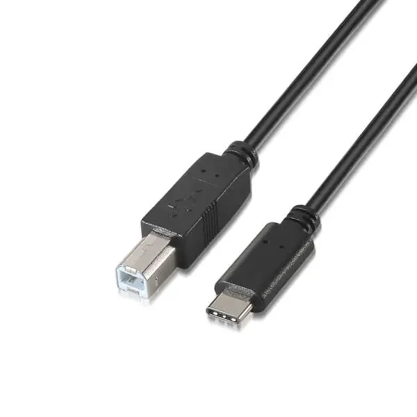Aisens Cable USB 2.0 Impresora 3A – Tipo USB-C/M-B Macho – 2.0m – Color Negro