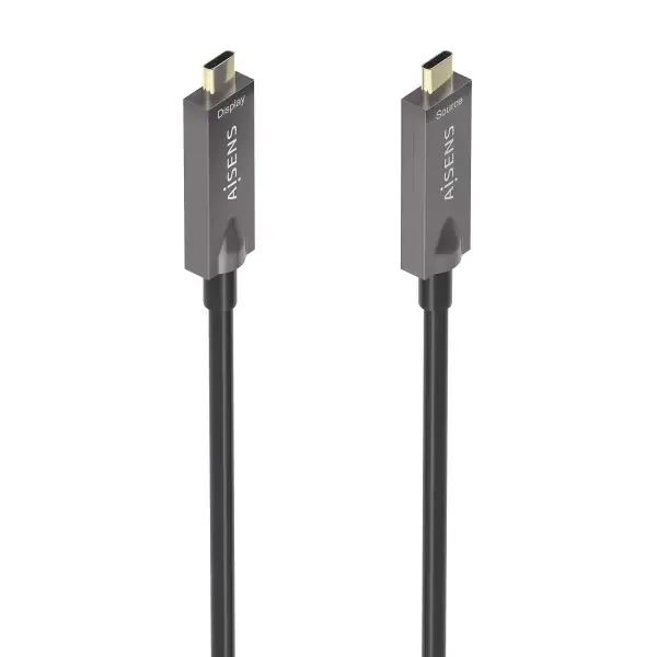 Aisens Cable USB 3.1 GEN2 10GBPS AOC 4K@60HZ 3A 60W E-MARKER – Tipo USB-C/M-USB-C/M – 15m – Color Negro