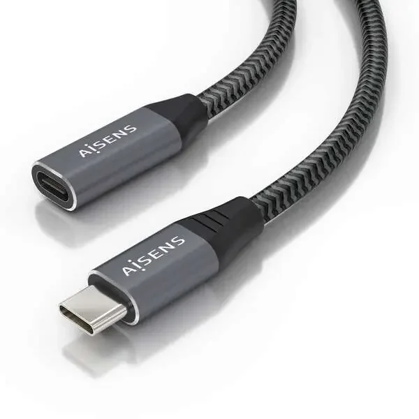 Aisens Cable USB 3.2 GEN2x2 Aluminio 20Gbps 8K@30Hz 5A 100W – Tipo USB-C/M-USB-C/H – 2.0m – Color Gris