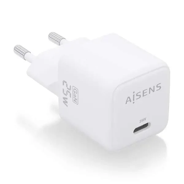 Aisens Cargador Gan 25W – 1xUSB-C PD3.0 QC4.0 – Color Blanco