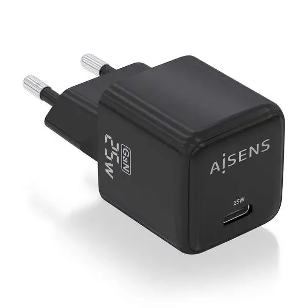 Aisens Cargador Gan 25W – 1xUSB-C PD3.0 QC4.0 – Color Negro