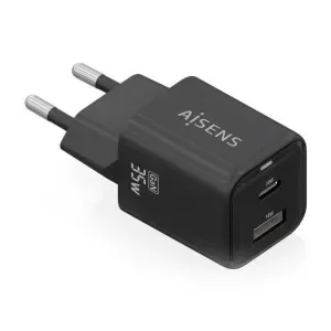 AISENS CARGADOR GAN USB-C 35W – ALTA EFICIENCIA ENERGETICA – TECNOLOGIA AI PARA CARGA RAPIDA – MULTIPLES PROTECCIONES DE SEGURIDAD – COMPATIBLE CON PD3.0 Y QC3.0 – CARGA SIMULTANEA USB-C Y USB-A