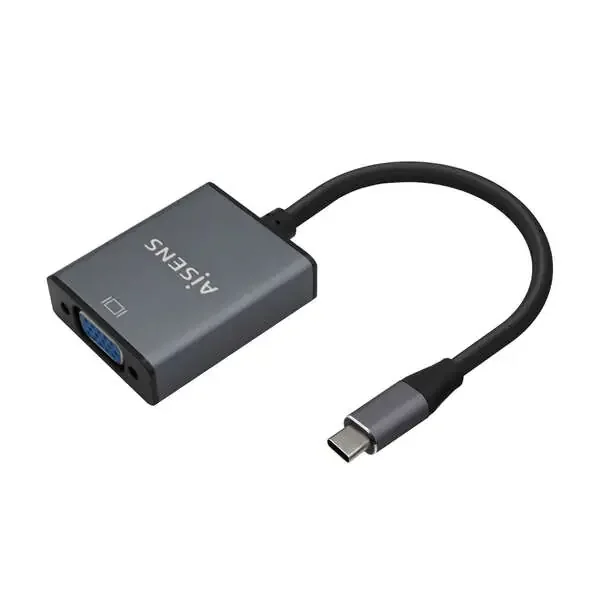 Aisens Conversor Aluminio USB-C a VGA – USB-C/M-Hdb15/H – 15cm – Color Gris