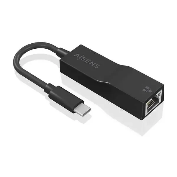 Aisens Conversor USB3.1 GEN1 USB-C a Ethernet Gigabit 10/100/1000 Mbps – 11cm – Color Negro
